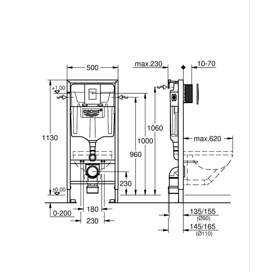 GROHE 38772001 - Předstěnový instalační set RAPID SL 1,13 m lesklý chrom