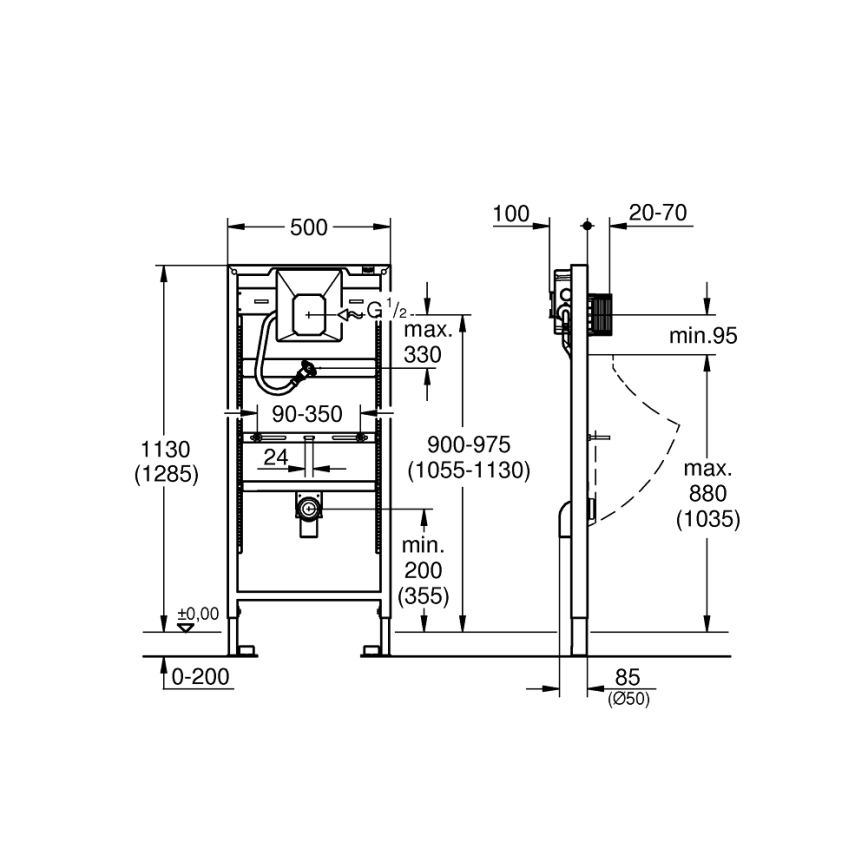 GROHE 38786001 - Modul pro pisoár RAPID SL 1,13 m a 1,30 m bílá