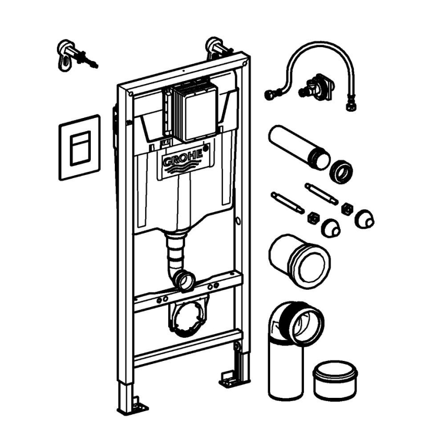 GROHE 388112430 - Sada 3 v 1 WC SOLIDO 1,13 m matný chrom