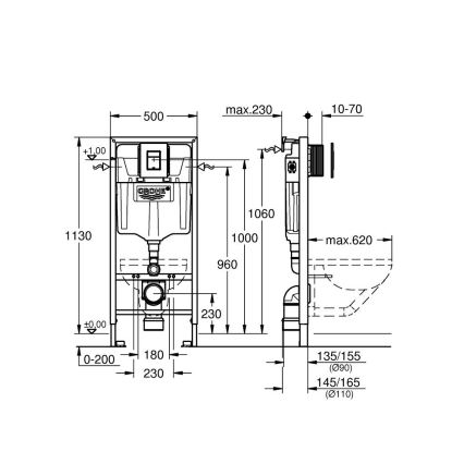 GROHE 388112430 - Sada 3 v 1 WC SOLIDO 1,13 m matný chrom