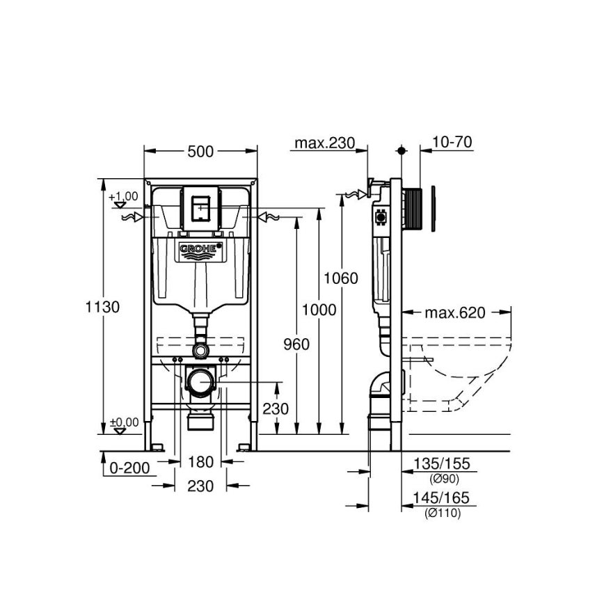 GROHE 388112430 - Sada 3 v 1 WC SOLIDO 1,13 m matný chrom