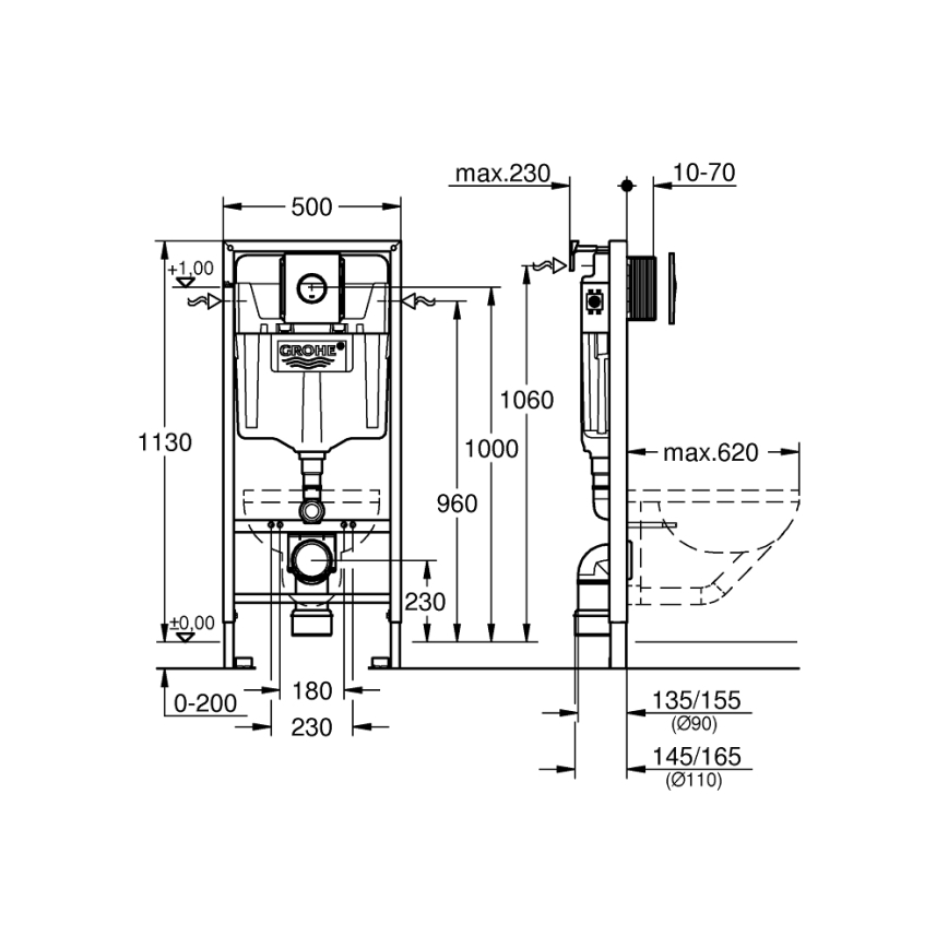 GROHE 38860000 - Sada 3 v 1 RAPID SL 1,13 m lesklý chrom