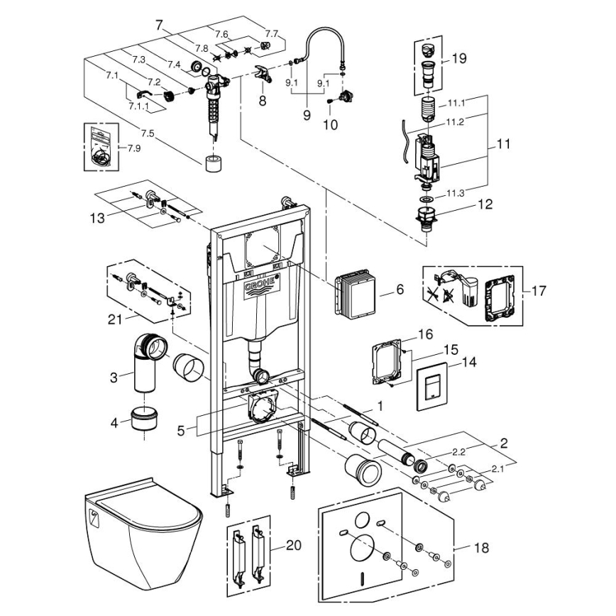 GROHE 39186000 - Set předstěnové instalace SOLIDO 1,13 m bílá