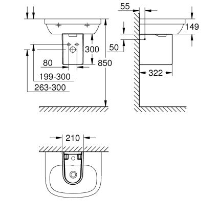 GROHE 39201000 - Polosloup EURO CERAMIC 210 × 300 × 322 mm keramika/bílá