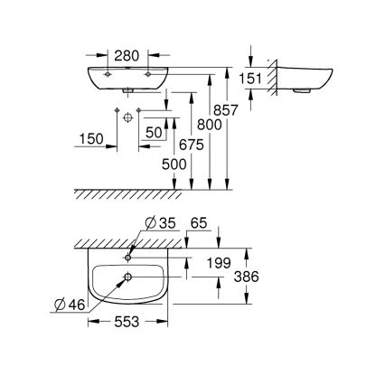 GROHE 39440000 - Umyvadlo BAU CERAMIC 553 × 386 mm keramika/bílá