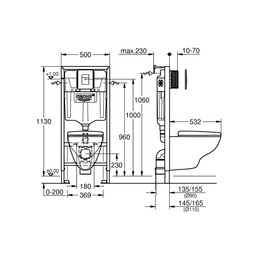 GROHE 39467000 - Sada pro WC SOLIDO 1,13 m keramika/bílá
