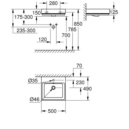 GROHE 3947400H - Umyvadlo CUBE CERAMIC 500 × 490 mm keramika/bílá