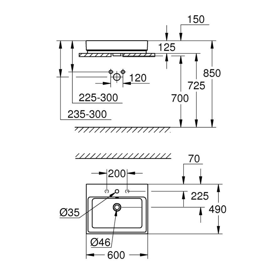 GROHE 3947700H - Umyvadlo CUBE CERAMIC 600 × 490 mm keramika/bílá