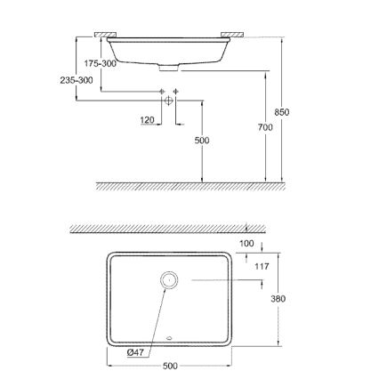 GROHE 3948000H - Umyvadlo CUBE CERAMIC 492 × 370 mm keramika/bílá