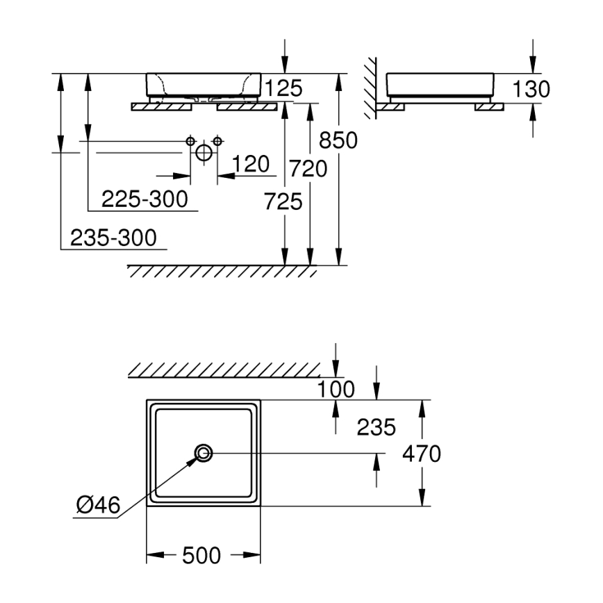 GROHE 3948100H - Umyvadlo CUBE 500 × 470 mm keramika/bílá