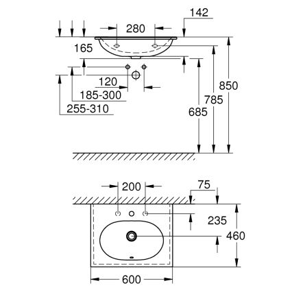 GROHE 3956800H - Umyvadlo ESSENCE 600 × 460 mm keramika/bílá