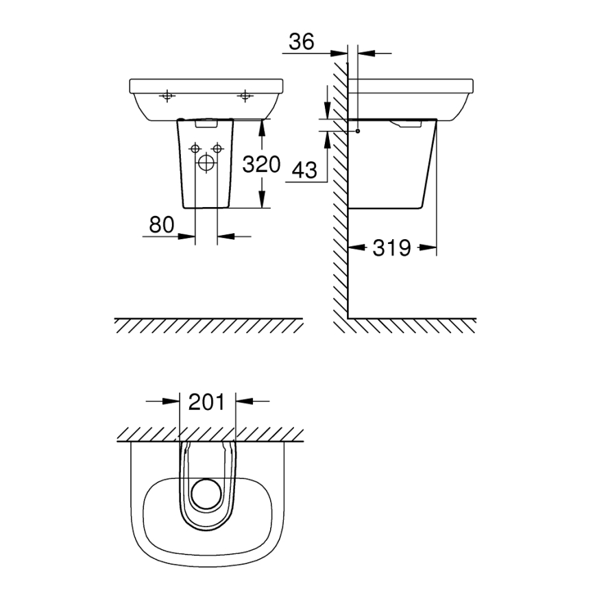 GROHE 39570000 - Polosloup ESSENCE 320 × 319 mm keramika/bílá