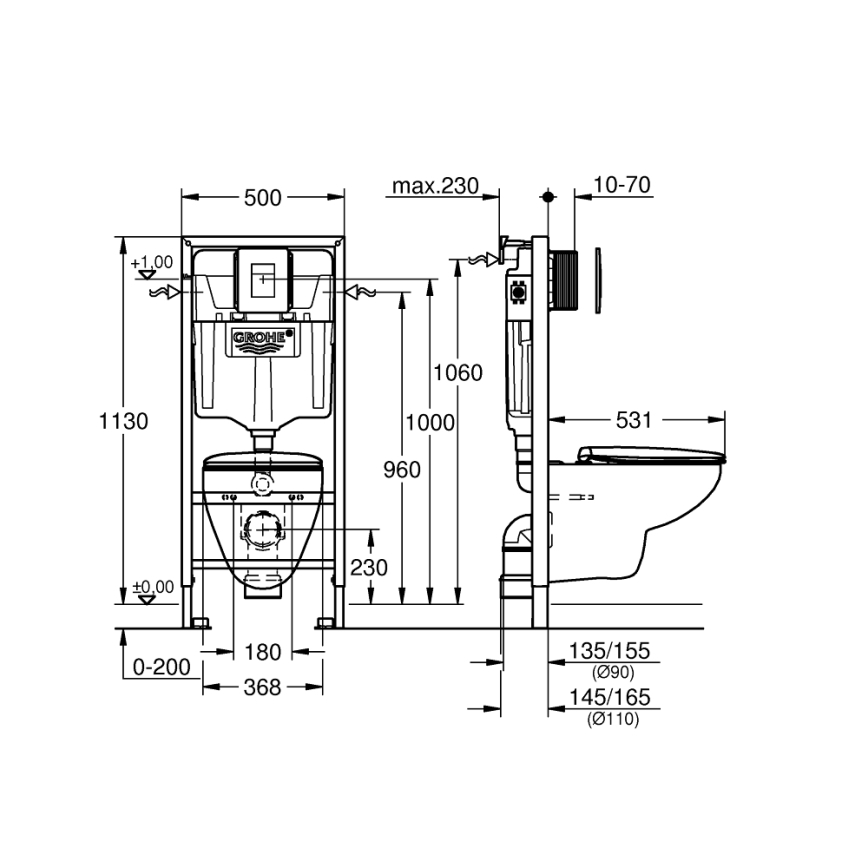 GROHE 39586000 - Sada 5 v 1 SOLIDO 1,13 m keramika/bílá