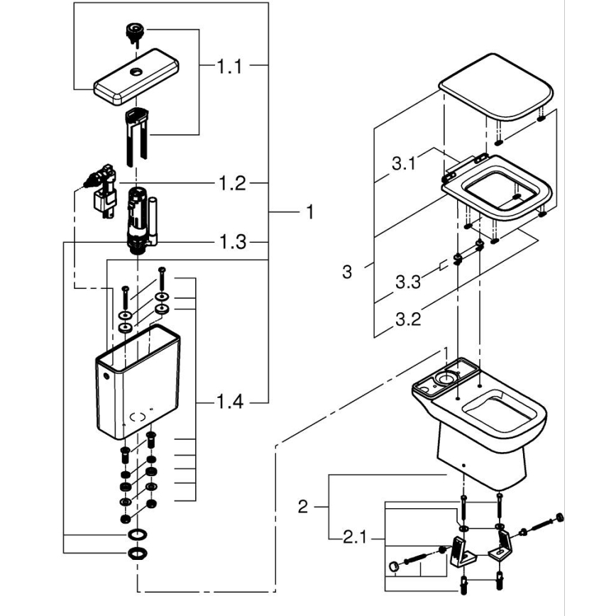 GROHE 39814000 - WC kombi set START EDGE 825 × 557 × 384 mm keramika/durobílá
