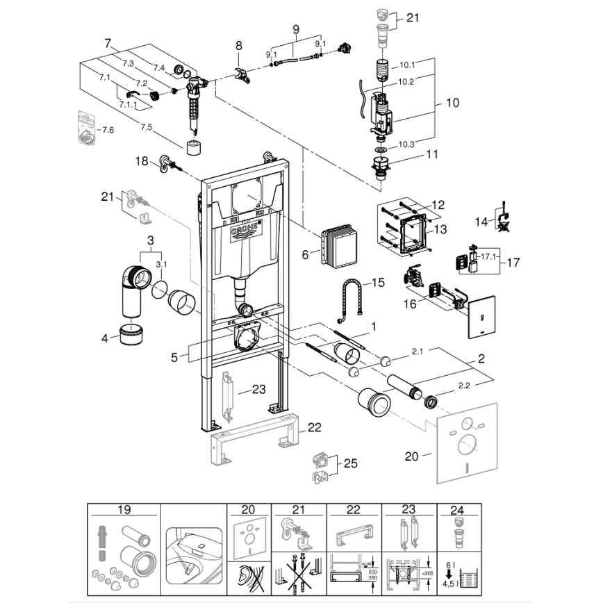 GROHE 39883000 - Předstěnová instalace SOLIDO 1,13 m lesklý chrom