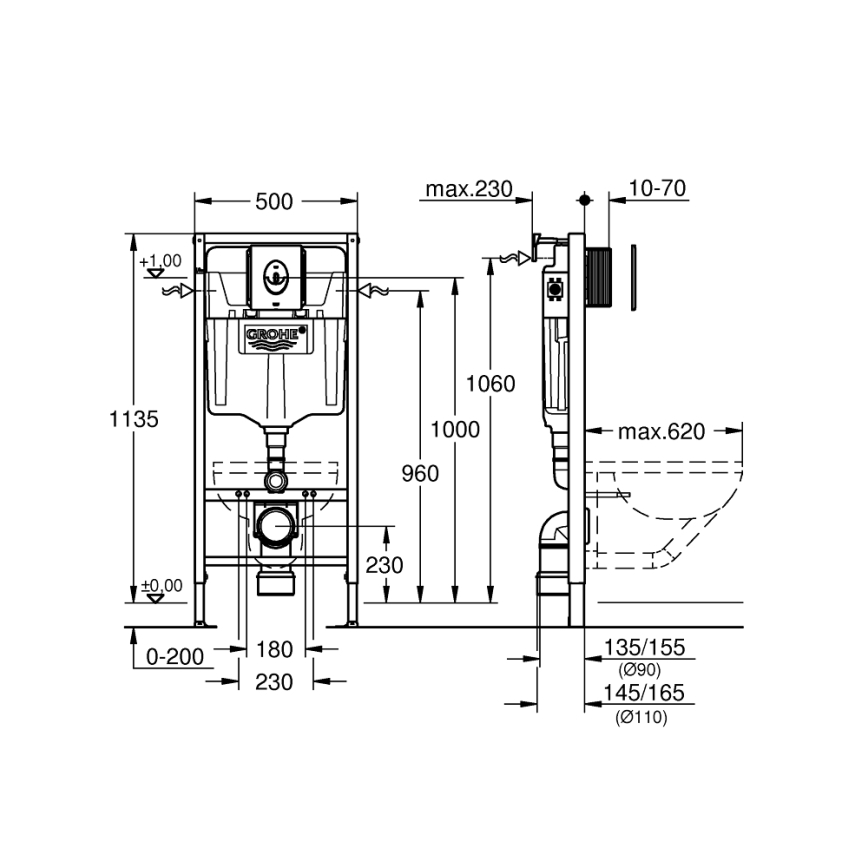 GROHE 39883000 - Předstěnová instalace SOLIDO 1,13 m lesklý chrom
