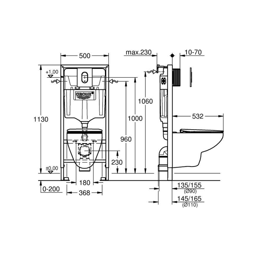 GROHE 39902000 - Toaleta SOLIDO 230 x 500 x 1130 keramika/bílá