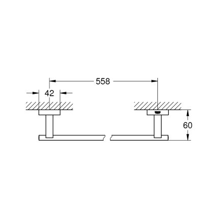 GROHE 40509001 - Držák na osušky ESSENTIALS CUBE 600 mm lesklý chrom
