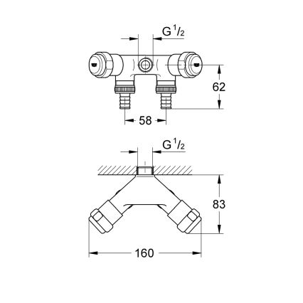 GROHE 41020000 - Dvojitý ventil EGGEMANN 12” lesklý chrom