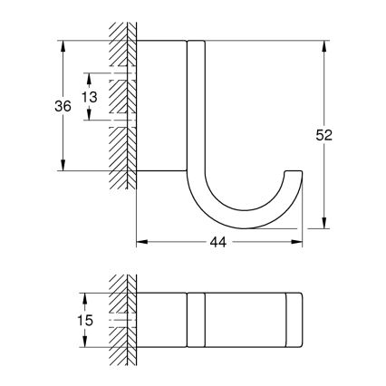 GROHE 41039DL0 - Háček na koupací plášť SELECTION 5,2 x 1,5 x 4,4 cm měděná