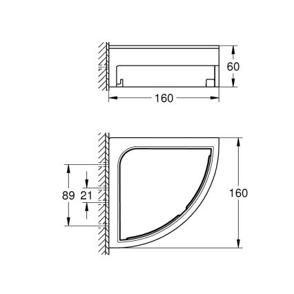 GROHE 41106DC0 - Rohová sprchová polička START CUBE 200 x 200 x 60 mm nerez