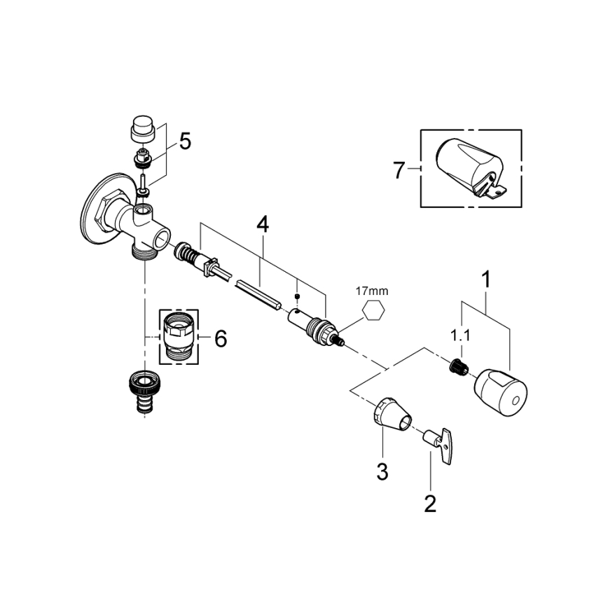 GROHE 41208000 - Venkovní nástěnný ventil EUROTEC DN 15 lesklý chrom