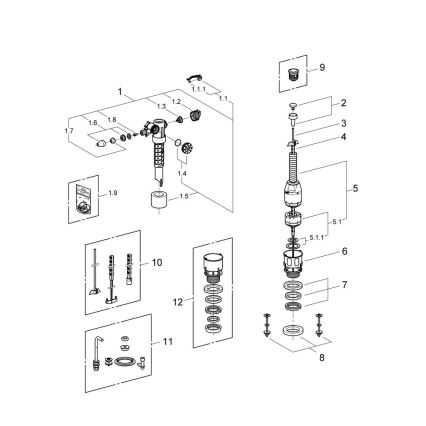GROHE 43907PI0 - Výměnná souprava pro keramické splachovací nádržky matný chrom