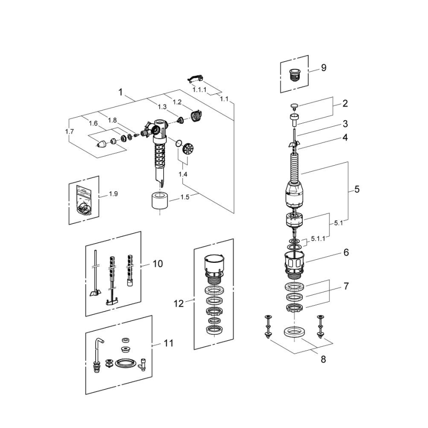 GROHE 43907PI0 - Výměnná souprava pro keramické splachovací nádržky matný chrom