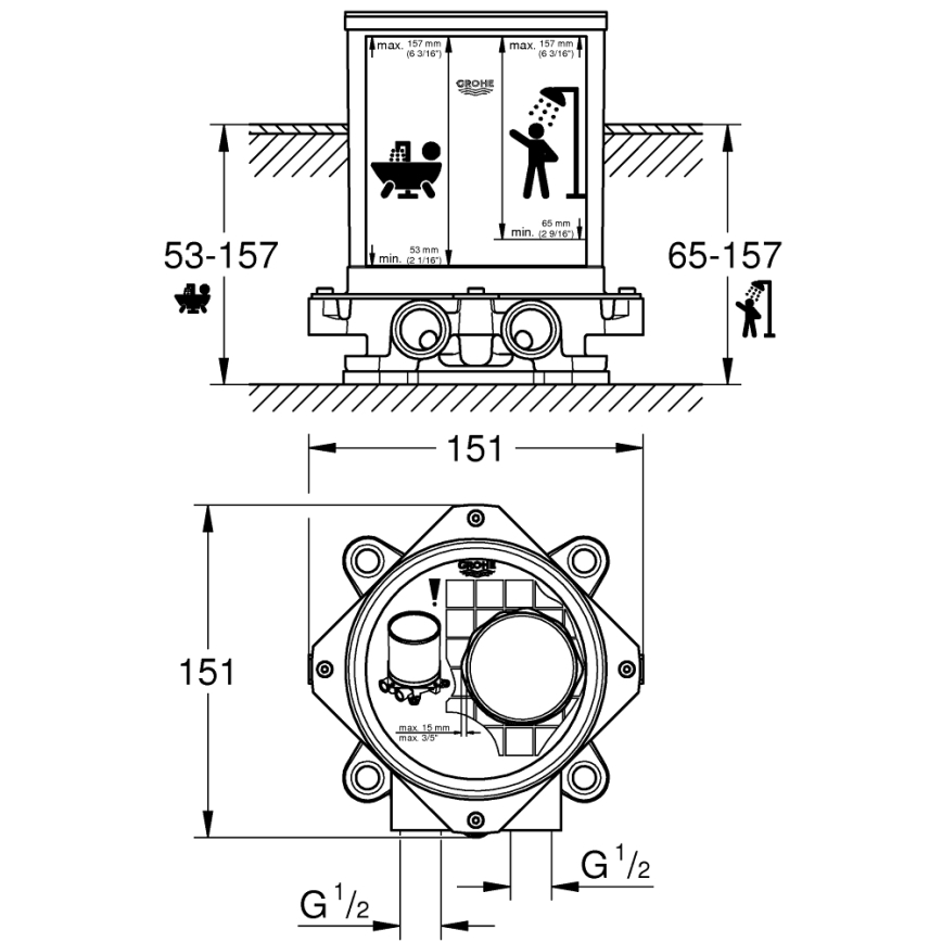 GROHE 45984001 - Vestavbová souprava DN 15 mosaz