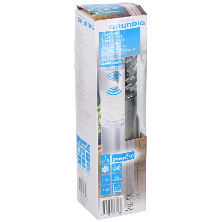 Grundig 14 - LED Solární lampa se senzorem pohybu a soumraku LED 1xAAA 600 mAh IP44