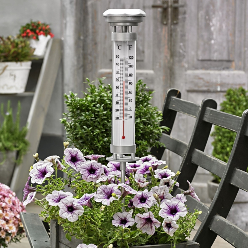 Grundig 89640 - LED Solární lampa s teploměrem LED/1,2V 600 mAh IP44