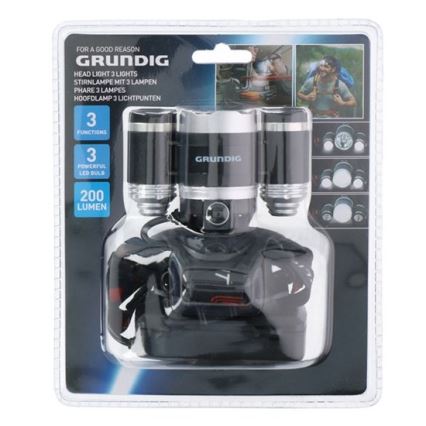 Grundig - LED Čelovka 3xLED/4xAA
