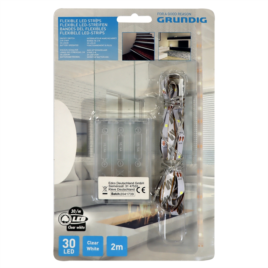 Grundig - LED Pásek 2m LED/3xAA denní bílá