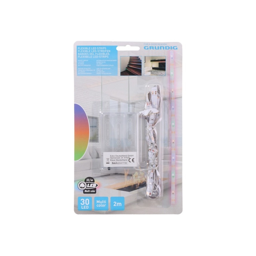 Grundig - LED Pásek 2m LED/3xAA multicolor