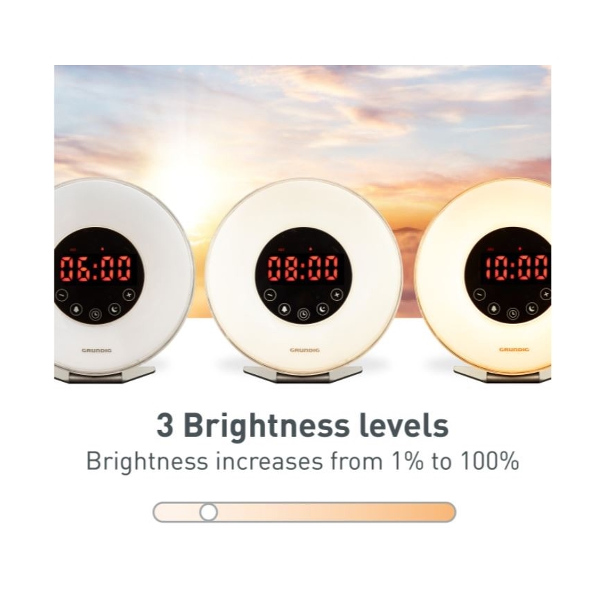 Grundig - LED RGB Stmívatelná noční lampa s budíkem a FM rádiem LED/5W/5V