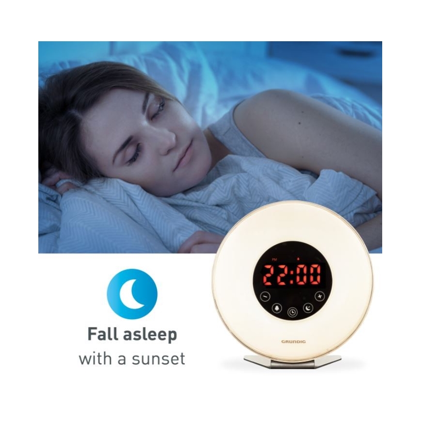 Grundig - LED RGB Stmívatelná noční lampa s budíkem a FM rádiem LED/5W/5V