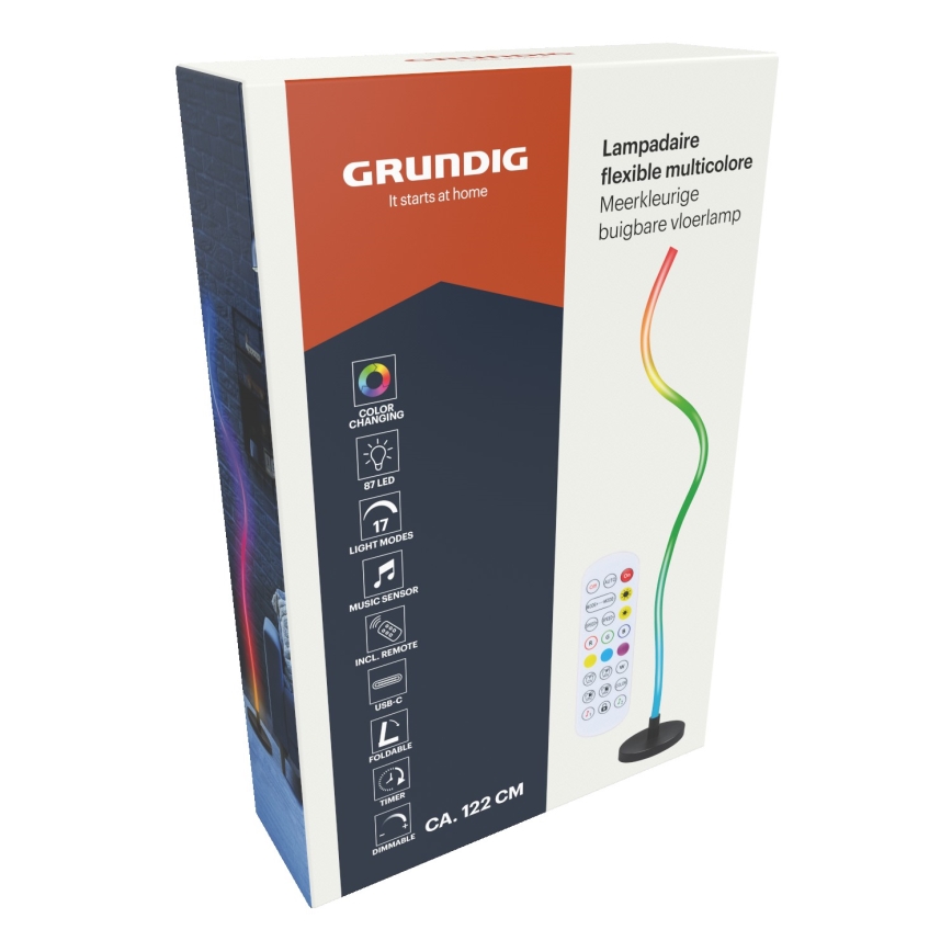 Grundig - LED RGB Stmívatelná stojací lampa LED/5W/5V + dálkové ovládání