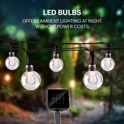 Grundig - LED Solární řetěz 50xLED/8 funkcí 6,9m teplá bílá