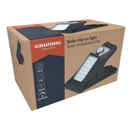 Grundig - LED Solární svítidlo se senzorem pohybu a soumraku CLIP-ON LED/9W/3,7V 1500 mAh IP44