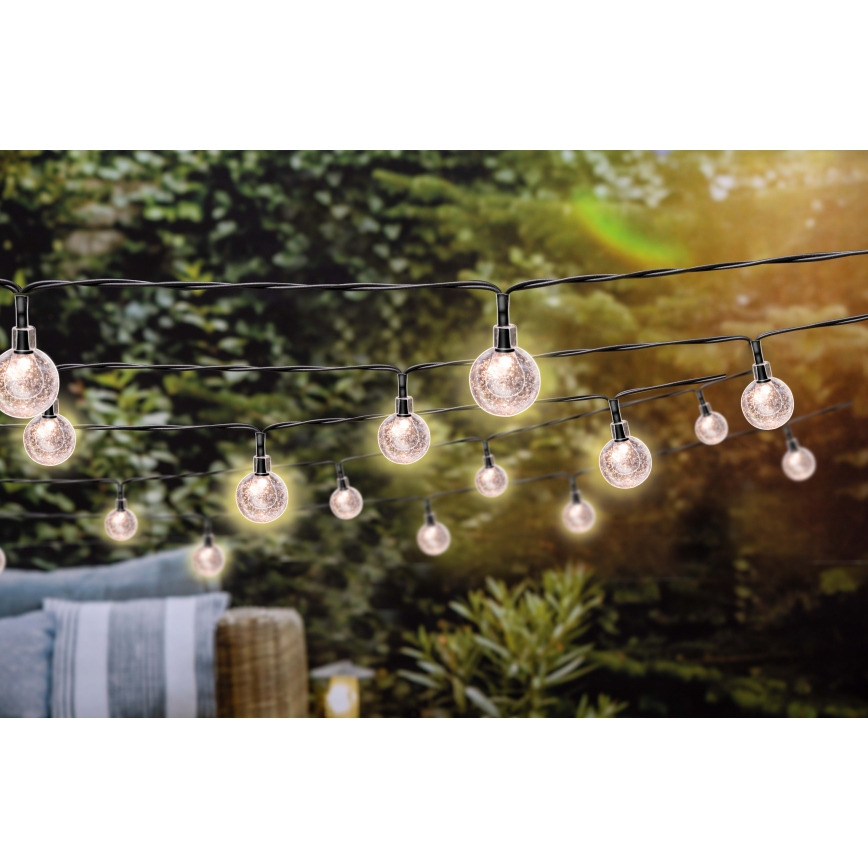 Grundig - LED Stmívatelný solární řetěz 50xLED/8 funkcí 9,35m IP44 teplá bílá + dálkové ovládání
