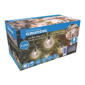 Grundig - LED Stmívatelný solární řetěz 50xLED/8 funkcí 9,35m teplá bílá 1200 mAh IP44 + DO