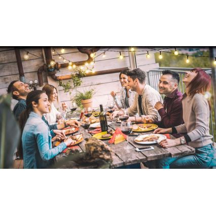 Grundig - LED Stmívatelný solární řetěz 50xLED/8 funkcí 9,35m teplá bílá 1200 mAh + DO