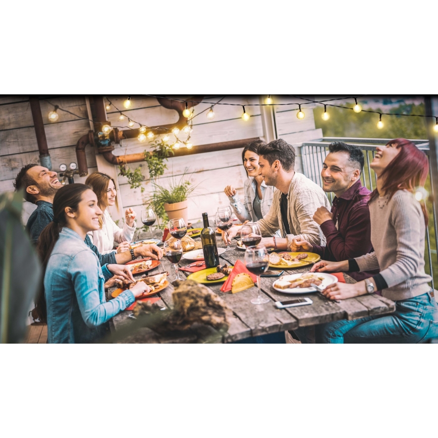 Grundig - LED Stmívatelný solární řetěz 50xLED/8 funkcí 9,35m teplá bílá 1200 mAh + DO