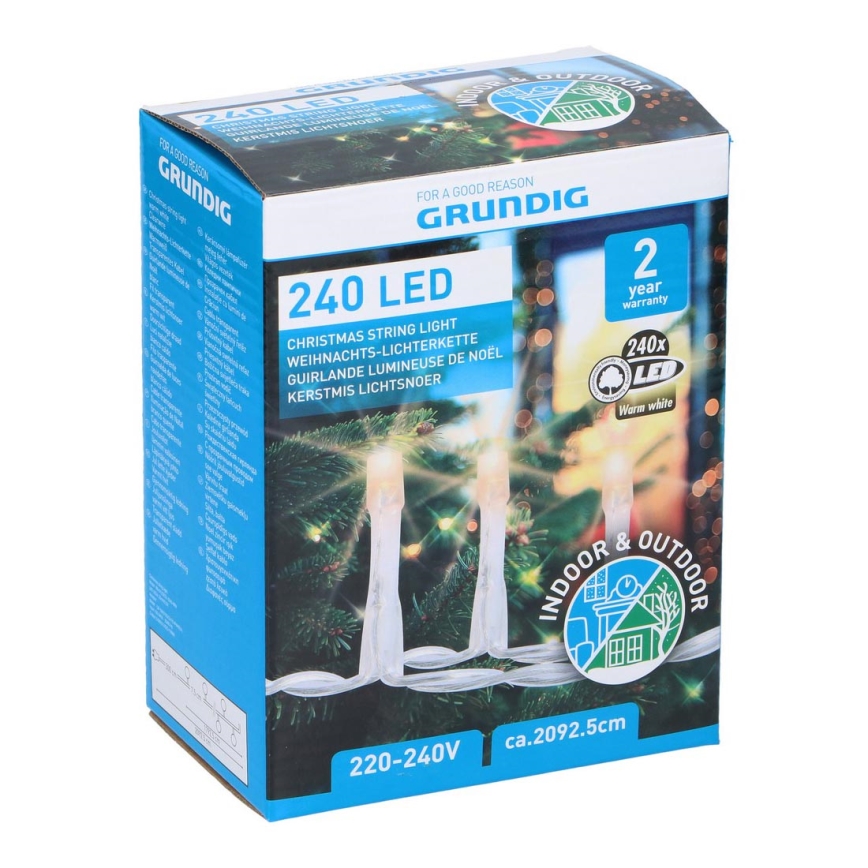 Grundig - LED Vánoční venkovní řetěz 240xLED 21m IP44 teplá bílá