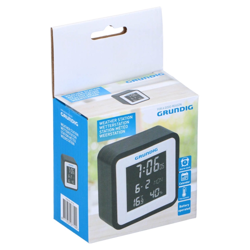 Grundig - Meteostanice s LCD displejem a budíkem 2xAA