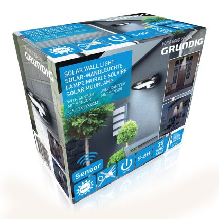 Grundig - SADA 2x LED Solární nástěnné svítidlo se senzorem LED/3,2V 600 mAh