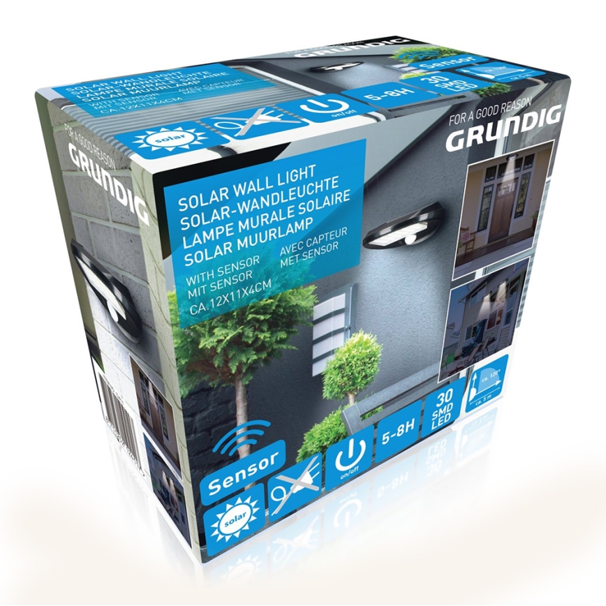 Grundig - SADA 2x LED Solární nástěnné svítidlo se senzorem LED/3,2V 600 mAh