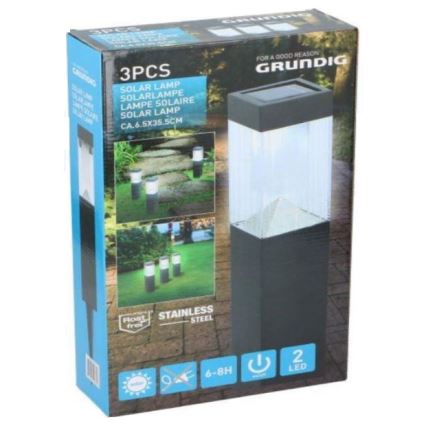 Grundig - SADA 3x Solární lampa LED/1,2V 6,5x35,5cm