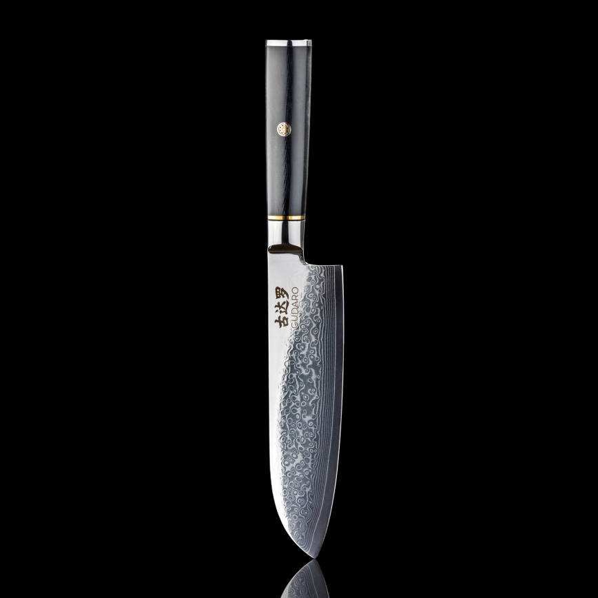 Gudaro - Damaškový Santoku kuchyňský nůž AKIRO 7, 67 vrstev oceli, délka 17,5 cm, černá