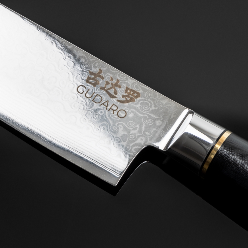 Gudaro - Damaškový Santoku kuchyňský nůž AKIRO 7, 67 vrstev oceli, délka 17,5 cm, černá